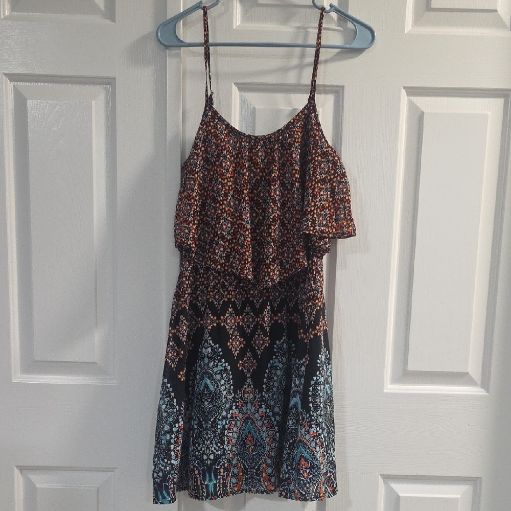 Black and Blue Patterned Mini Dress